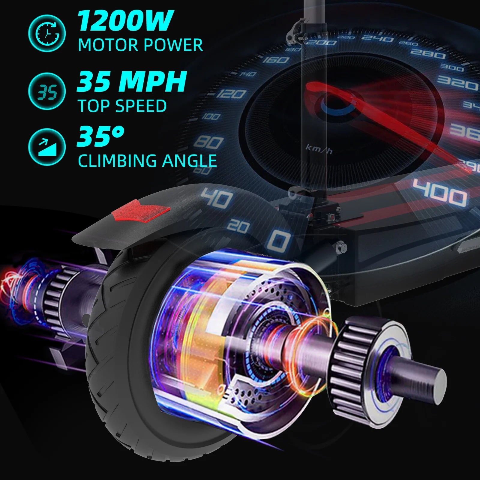 Electric Scooter with Seat for Adults,35 MPH MAX Speed ,1200W Foldable Escooter, 10 Inch Street Tire