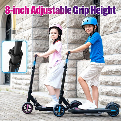Kids Electric Scooter, 150W Motor, Max Speed 9.3 MPH, 5 Miles Range, Colorful LED Lights, Foldable, Pink