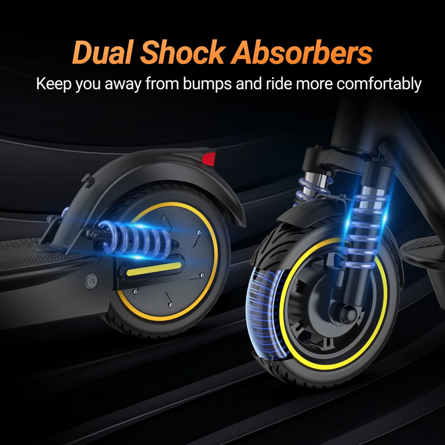 ESMAX 500W 10' Foldable Electric Scooter for Adults with Air Tire and Dual Shock Absorption, Dual Braking