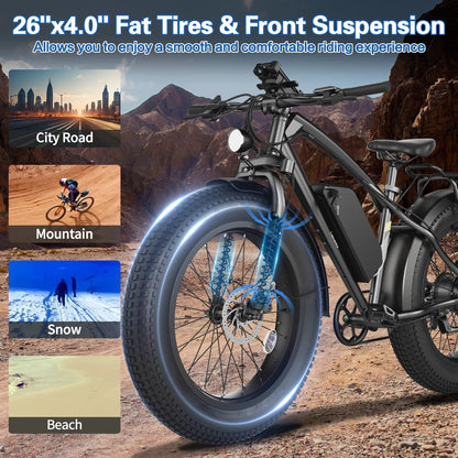 Electric Bike for Adults 26", 1000W (2000W Peak) E-Mountain Bike 48V 13AH UL2849