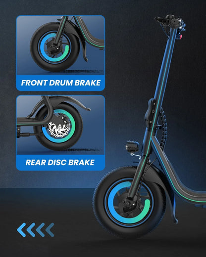 C1 Electric Scooter with Seat, 450W Powerful Motor up to 22 Miles Range, Folding Electric Scooter for Adult Max Speed 15.5Mph, Electric Scooter-Blackfor Commuting with Basket