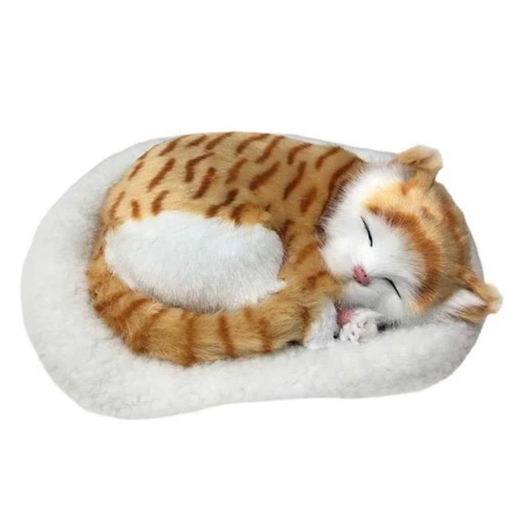 Realistic Black and White Cat Dog Breathing Sleeping Plush Toys Doll Electronic Pets for Dementia Seniors Adults Kids