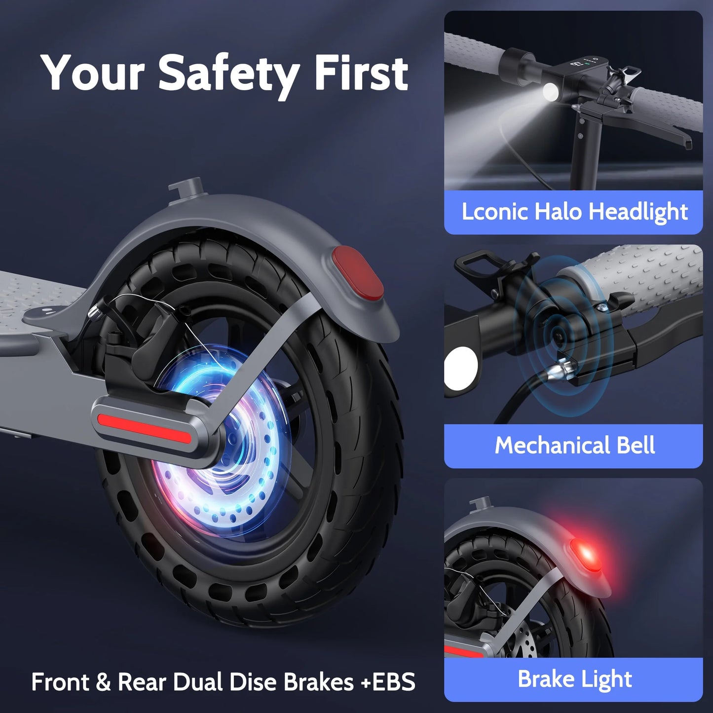 FK007 350W Motor Electric Scooter,19 MPH Top Speed, 21-Mile Range, 8.5”Wear-Resistant Solid Tires, Foldable & Lightweight for Commuting