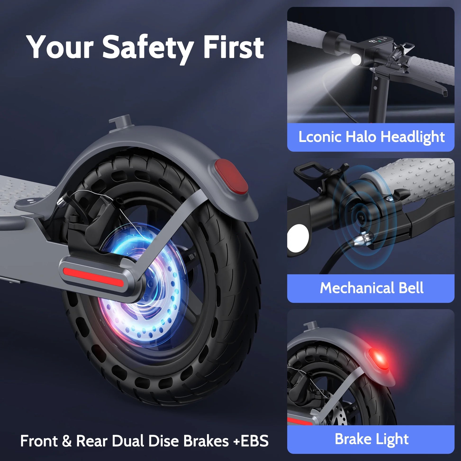 FK007 350W Motor Electric Scooter,19 MPH Top Speed, 21-Mile Range, 8.5”Wear-Resistant Solid Tires, Foldable & Lightweight for Commuting
