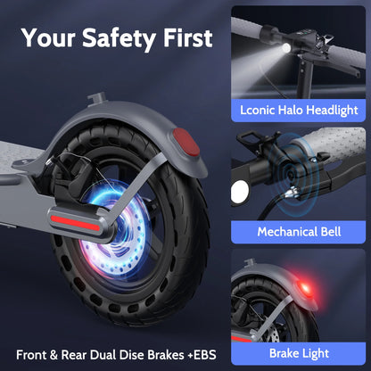 FK007 350W Motor Electric Scooter,19 MPH Top Speed, 21-Mile Range, 8.5”Wear-Resistant Solid Tires, Foldable & Lightweight for Commuting