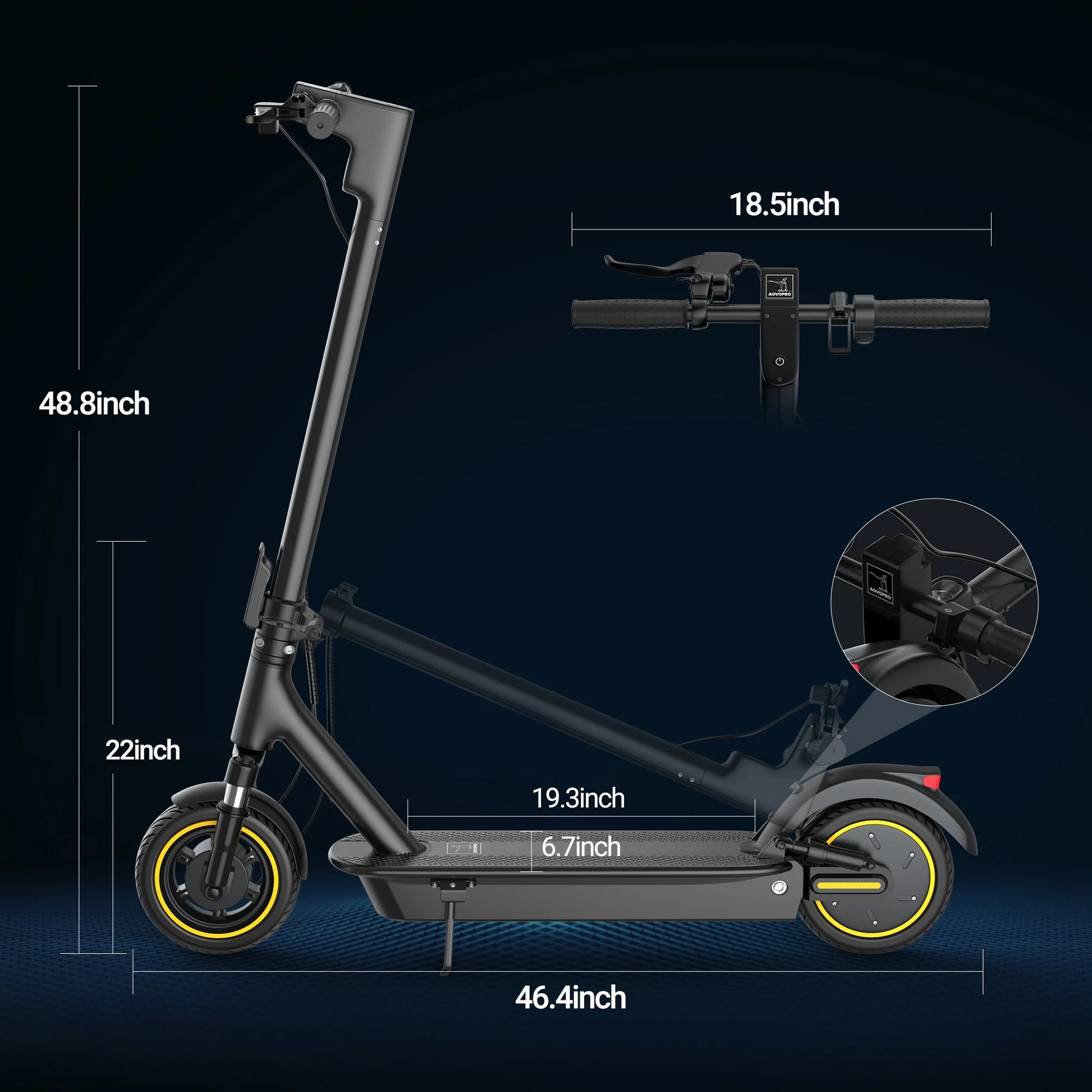 ESMAX 500W 10' Foldable Electric Scooter for Adults with Air Tire and Dual Shock Absorption, Dual Braking
