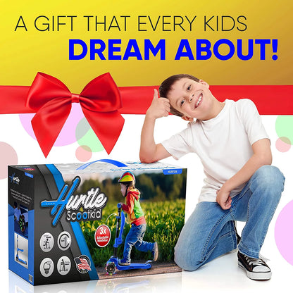 Fitness HURFS56.5 - Scoot Kid 3-Wheel Kids Scooter - Child & Toddler Toy Scooter with Built-In LED Wheel Lights, Fold-Out Comfort Seat (Ages 1+)