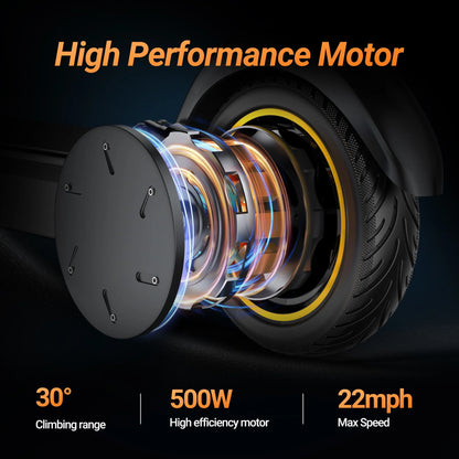 ESMAX 500W 10' Foldable Electric Scooter for Adults with Air Tire and Dual Shock Absorption, Dual Braking