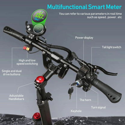 Adult Electric Scooter, Folding Scooter, Dual Motor 60V27AH Battery, Dual Disc Hydraulic Oil Brake, Dual Shock Absorption, with Seat