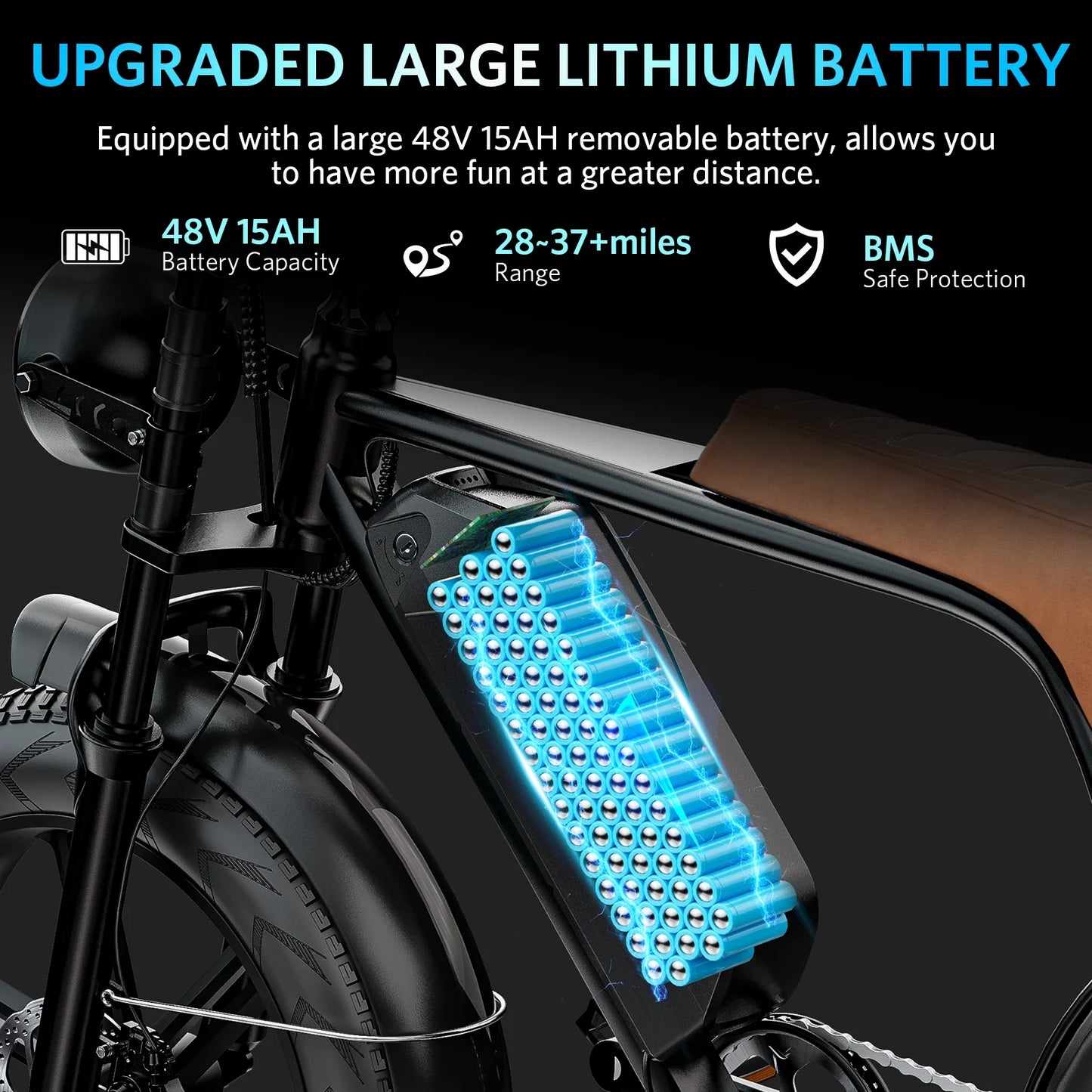 Electric Bike for Adults, Peak 1000W Electric Bicycles, 20X4.0" Fat Tire Ebike, 48V/15Ah Battery, Mountain Bike up to 31MPH, Dual Disc Brakes E-Bike, Front Suspension, E Bike UL2849