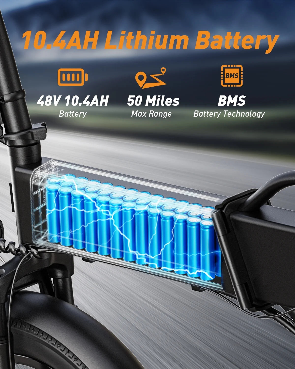 Folding Electric Bike for Adults - 7-Speed Mountain Ebike with Peak 1200W 28MPH Brushless Motor, 48V10.4Ah Removable Battery, 20X3.0 Fat Tire UL2849