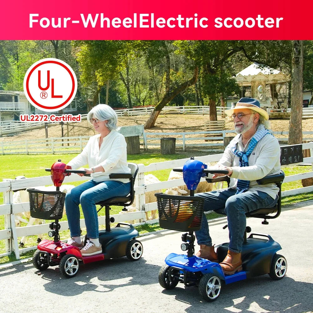 Mobility Scooter,Folding 4 Wheels Mobility Scooters for Seniors,Replacement Electric Wheelchair,42X37X19In,110Lbs,Red