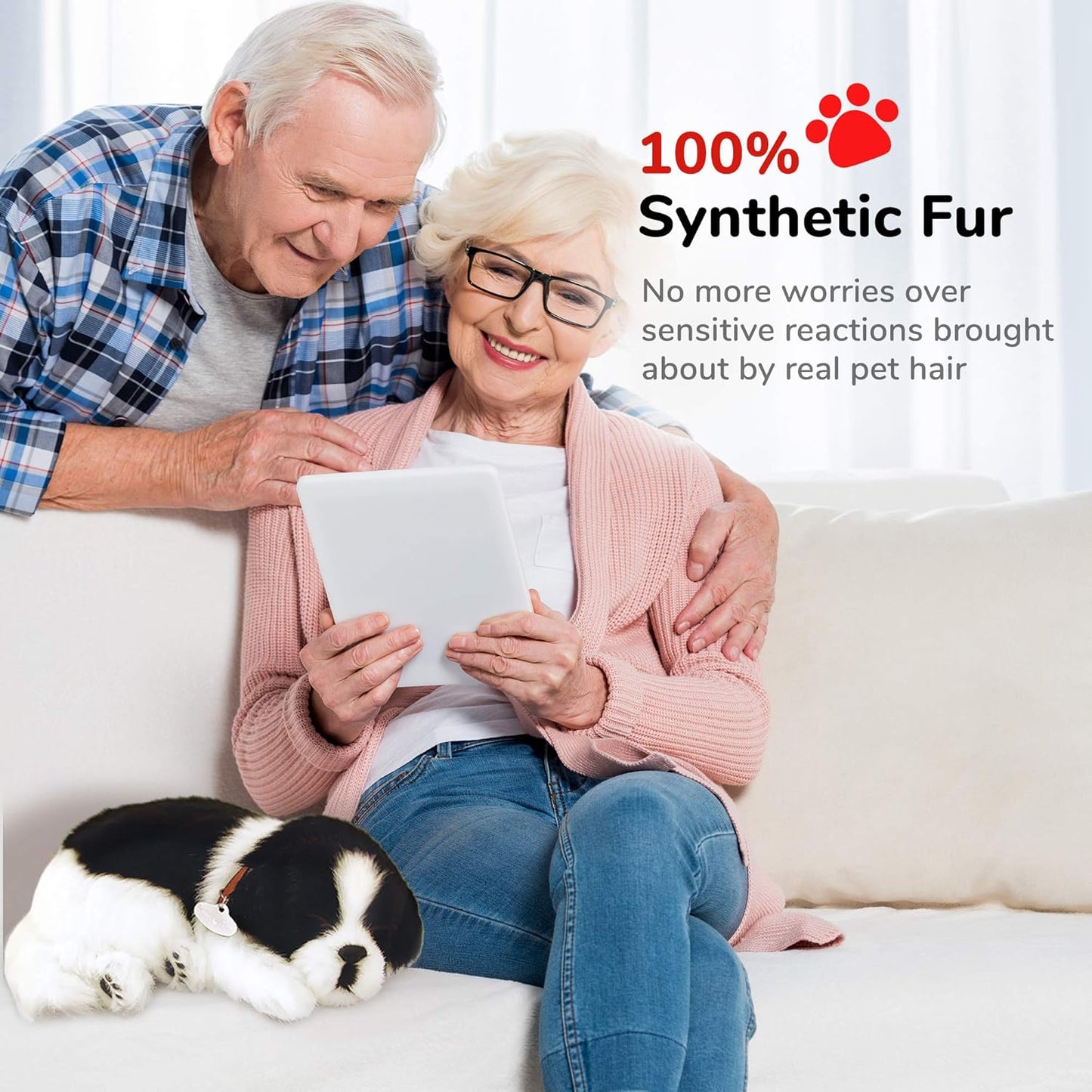 Border Collie, Toys for Kids and Elderly, Realistic Dog Stuffed Animals, Battery-Operated Stuffed Dog, Companion Interactive Pets with Synthetic Fur