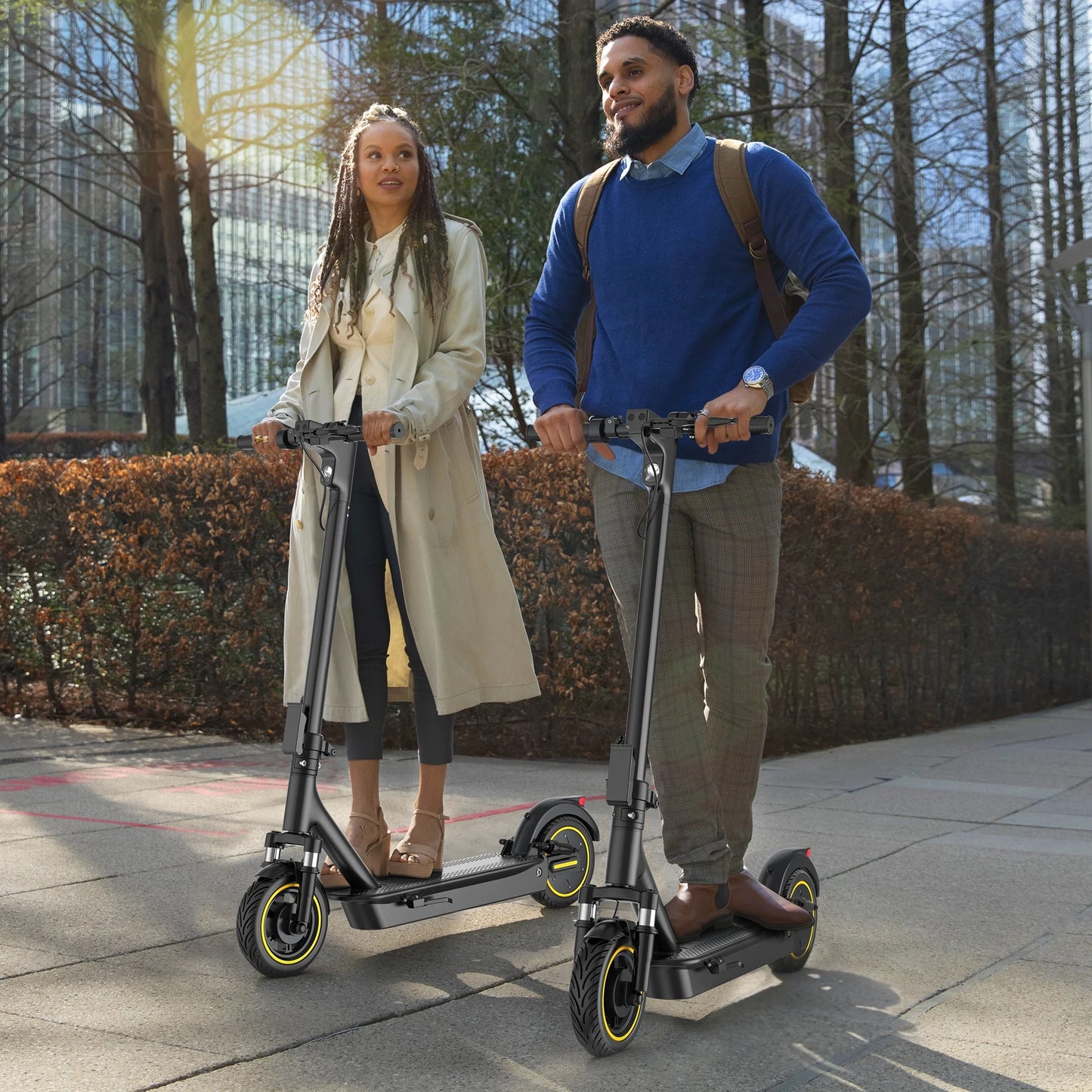ESMAX 500W 10' Foldable Electric Scooter for Adults with Air Tire and Dual Shock Absorption, Dual Braking