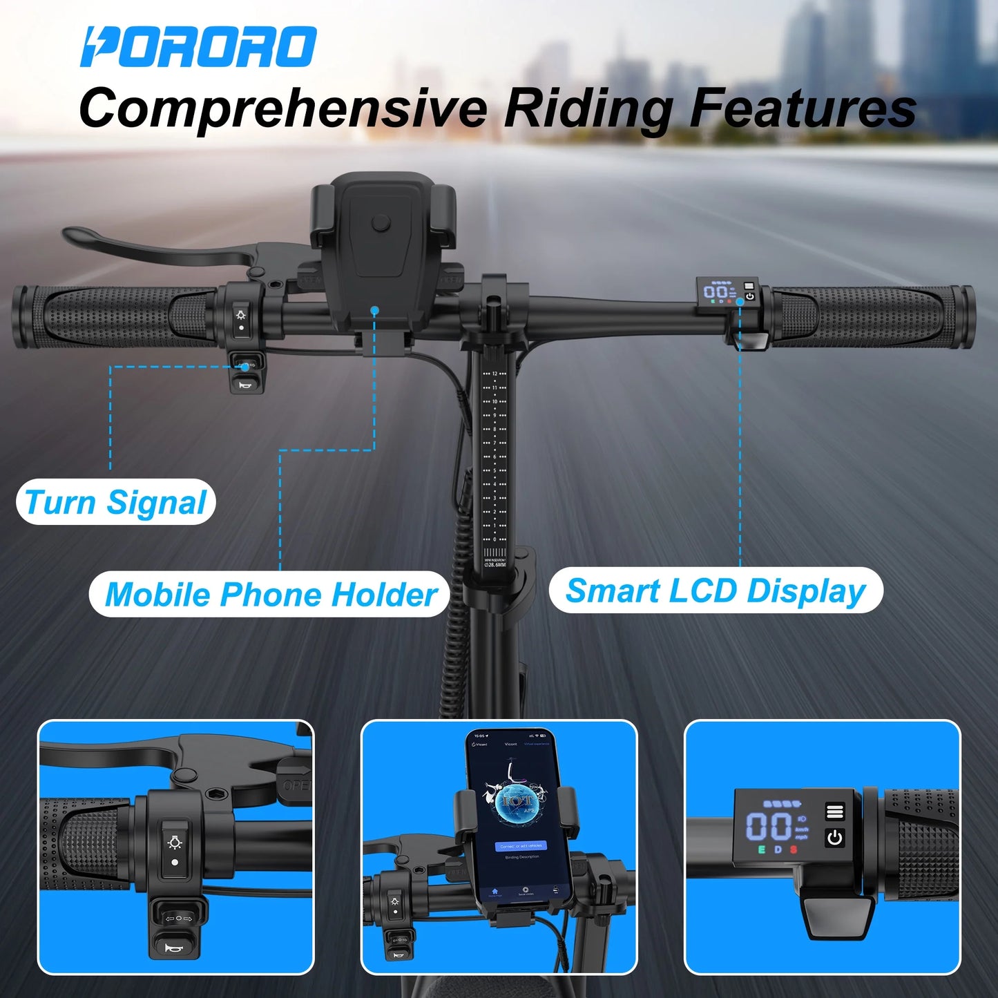 SLW50P Electric Scooter with Seat for Adults, Max 55 Miles Range with 14" Tires, 500W, 22MPH, Black