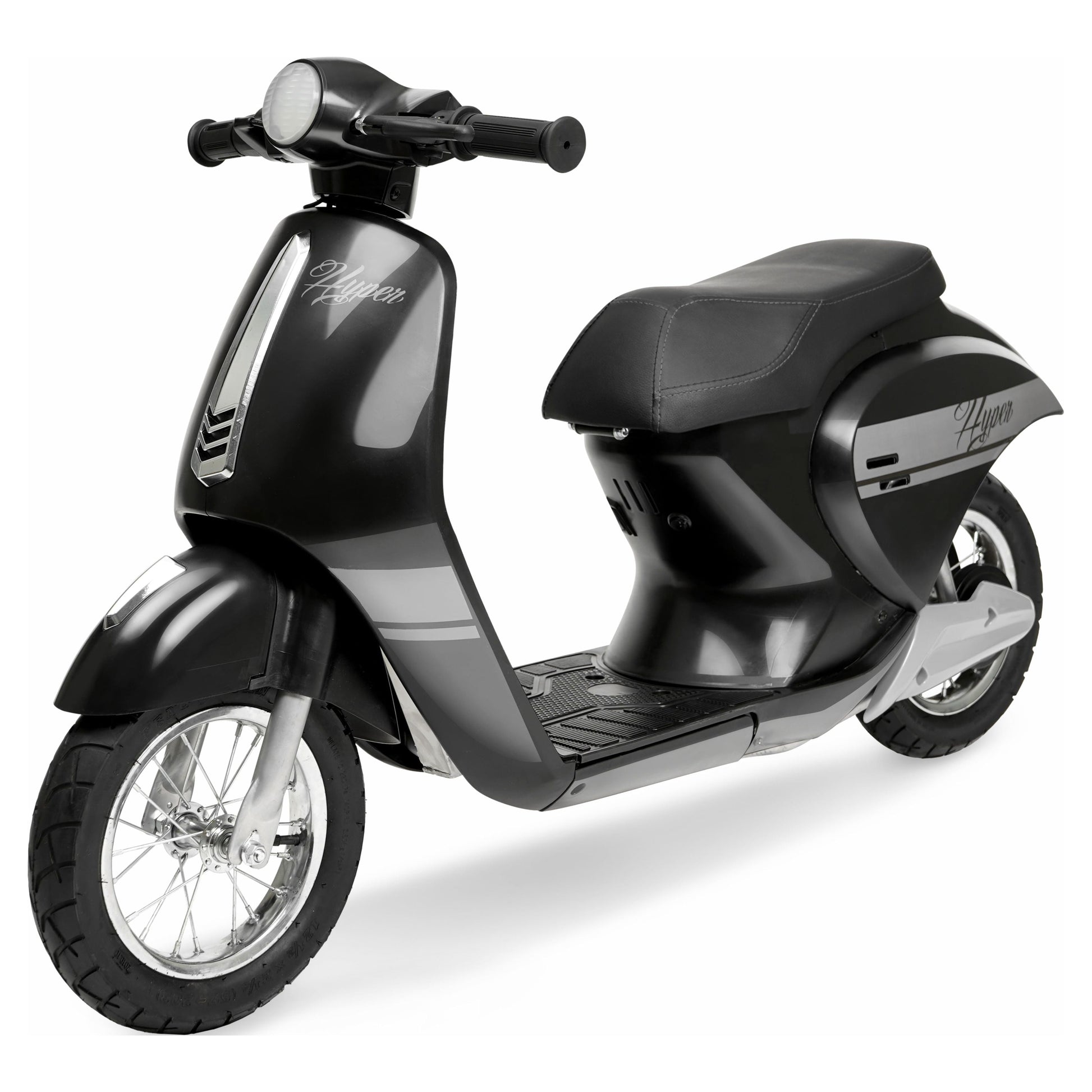 24V Retro Scooter with Easy Twist Throttle, for Ages 13 and Up, Black, Max Speed 14 Mph