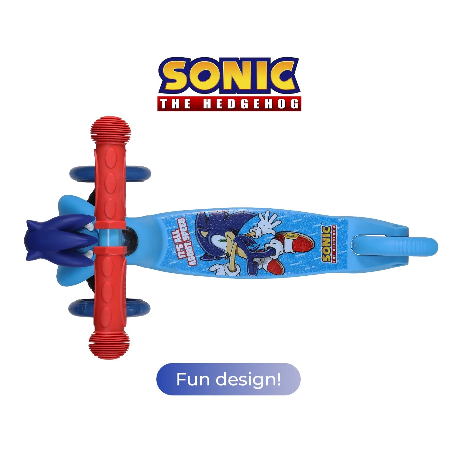 Ride-N-Glide Buddies 3D Toddler Scooter, 3 Wheel Scooter for Kids Ages 3+, Blue