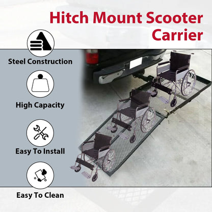 Wheelchair Carrier Scooter Carrier Cargo Carrier Hitch Rack W/ Ramp Folding Steel