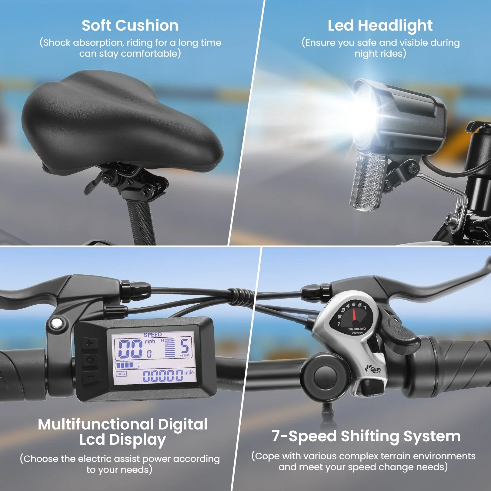 Electric Bike 16" X 3.0 Fat Tire Electric Bike 48V 350W Adult Folding Electric Bike 19.8MPH Urban Commuter Electric Bike with Smart LCD Display