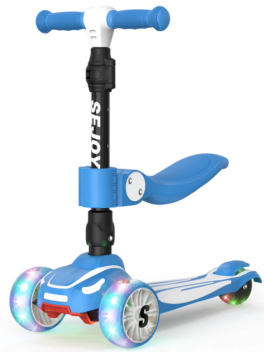 SEJOY Kick Scooter for Kids with 3 Light up Wheels and Adjustable Height,Children'S Foot Scooters,Baby Toys Gift
