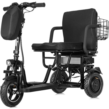 Folding Mobility Electric Trike 48V 700W Dual Motor Lithium Black