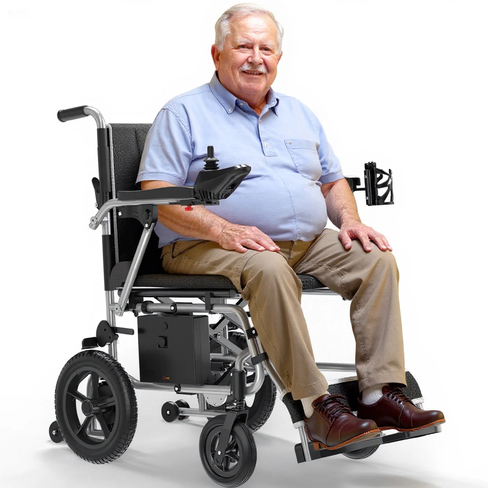 37 Lbs Electric Wheelchair 25+ Miles Long Travel Range, Foldable & Lightweight Motorized Wheelchair with Safety Features Hold up 350Lbs 8-Year Warranty, Ideal for Seniors & Travel