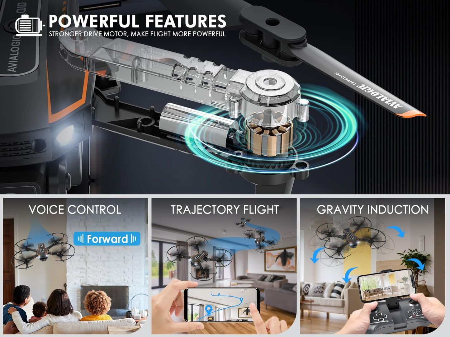 Mini Drone with Camera for Kids, Remote Control Helicopter Toys Gifts for Boys Girls, FPV RC Quadcopter with 1080P HD Live Video Camera, Altitude Hold, Gravity Control, 2 Batteries, Black