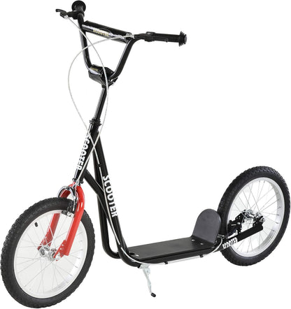 Aosom Youth Scooter Kick Scooter for Kids 5+, Max Load 220 LBS., with Adjustable Handlebar, 16" Inflatable Wheels, Dual Brakes