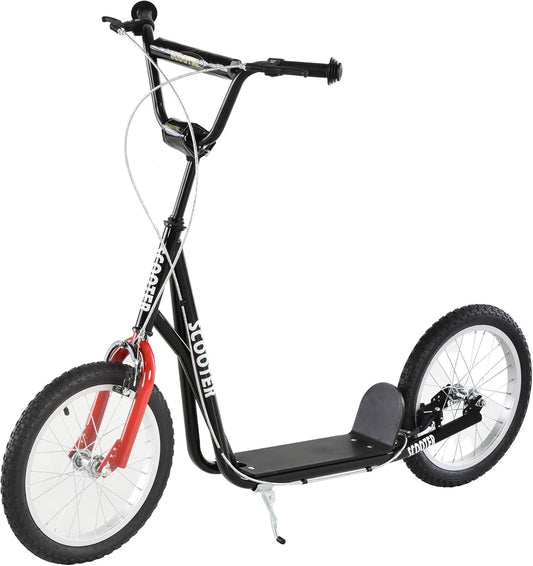 Aosom Youth Scooter Kick Scooter for Kids 5+, Max Load 220 LBS., with Adjustable Handlebar, 16" Inflatable Wheels, Dual Brakes