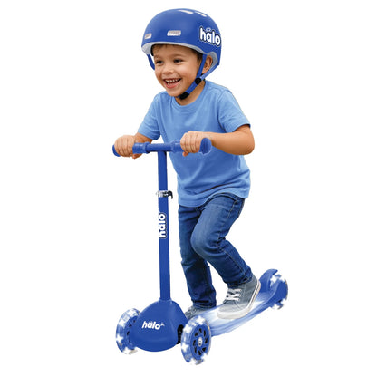 Jr 3 Wheel Scooter and Helmet Set - Blue 2+ - Light up Wheels and Adjustable Helmet