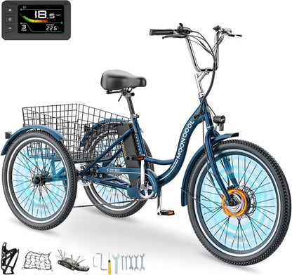 Electric Tricycle for Adults, 350W Electric Trike 7 Speed with 36V Removable Battery, 3 Wheel Electric Bikes for Women Men Seniors, 450Lb, 24/26 Inch Tire