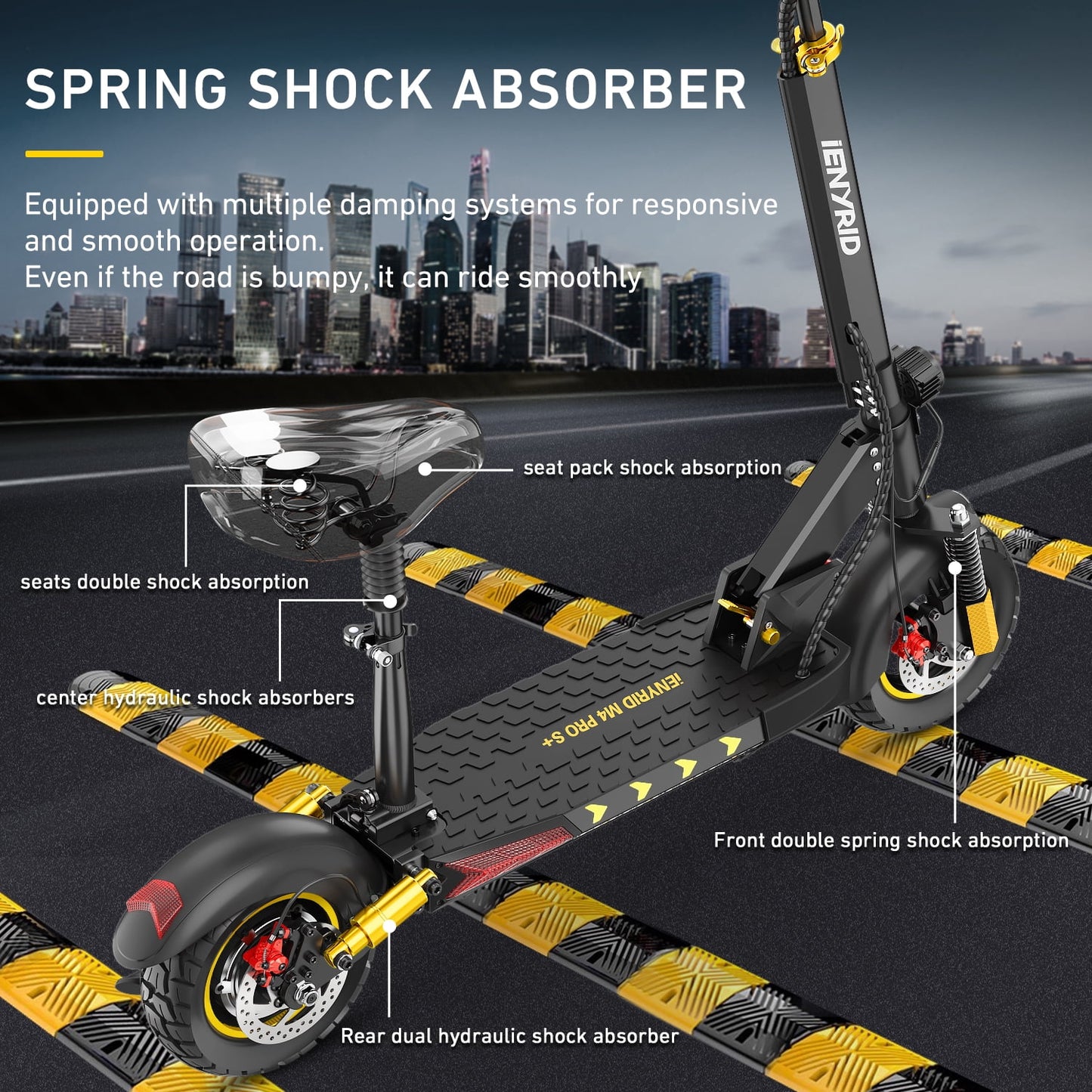 Electric Scooter for Adult with Seat, 800W Foldable City Commuting Escooter, 3 Speeds / 48V 12.5Ah / 28 Mph 30 Miles Range / 330 Lbs Capacity, E-Scooter for Kids 12+