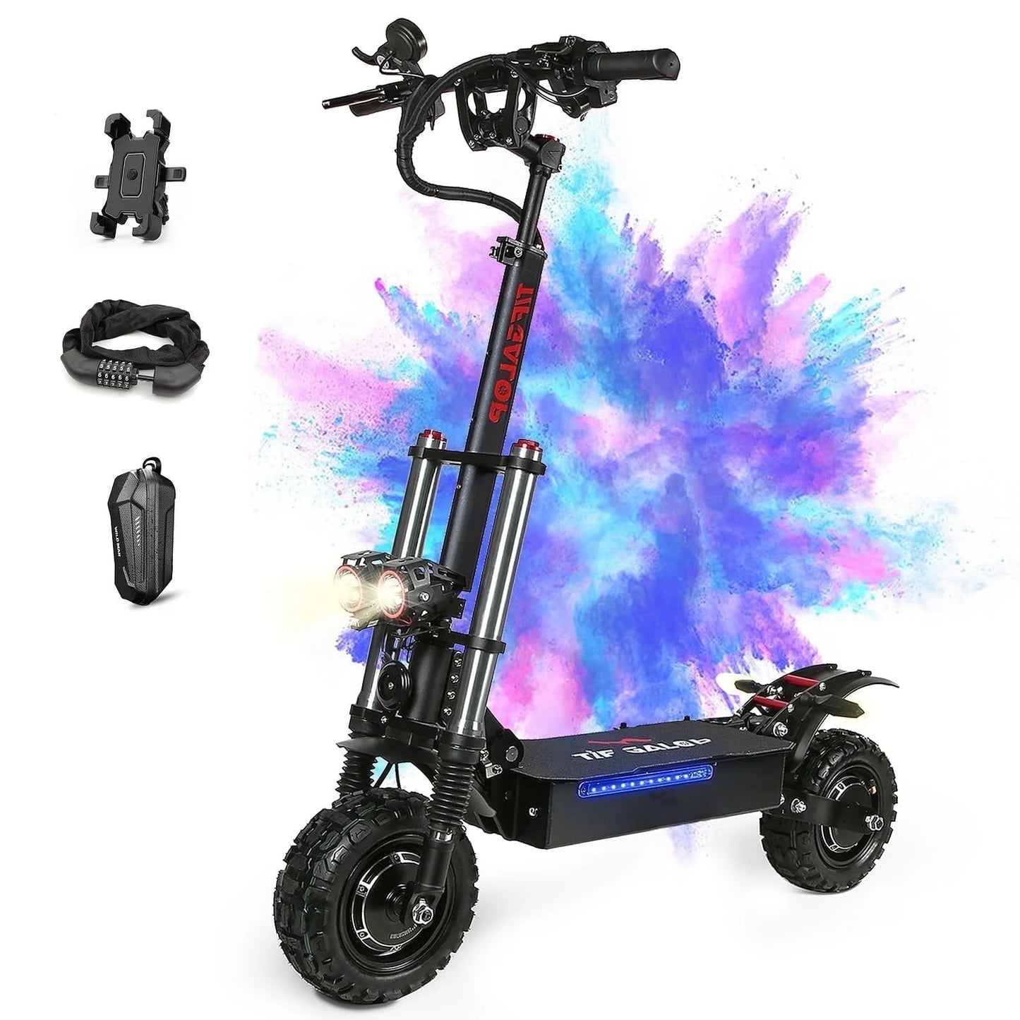 Adult Electric Scooter, Folding Scooter, Dual Motor 60V27AH Battery, Dual Disc Hydraulic Oil Brake, Dual Shock Absorption, with Seat