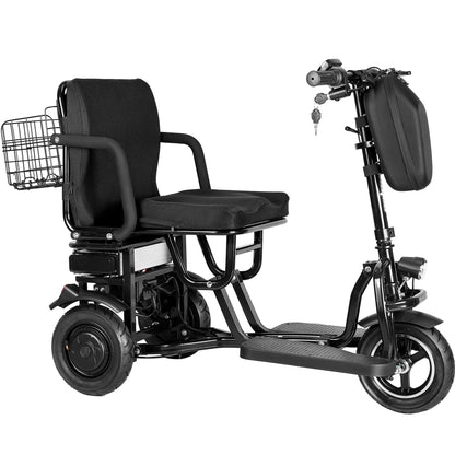 Folding Mobility Electric Trike 48V 700W Dual Motor Lithium Black