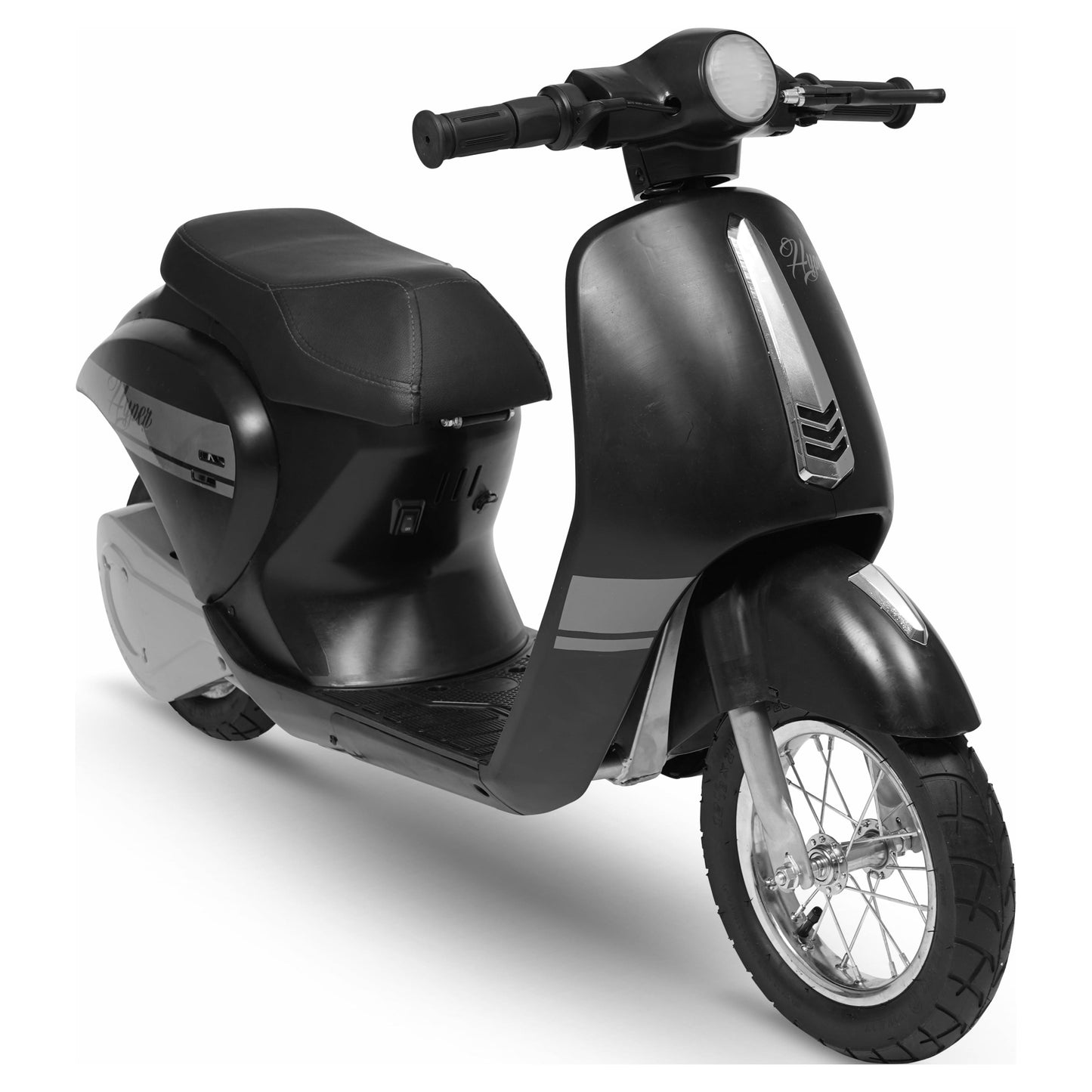 24V Retro Scooter with Easy Twist Throttle, for Ages 13 and Up, Black, Max Speed 14 Mph