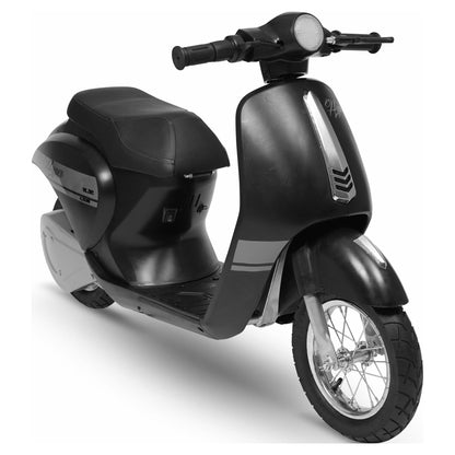 24V Retro Scooter with Easy Twist Throttle, for Ages 13 and Up, Black, Max Speed 14 Mph
