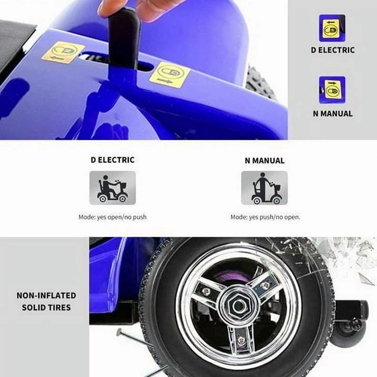 Upgrade 4 Wheels Mobility Scooter for Seniors, Foldable Electric Powered Mobility Wheelchair for Adult, 350Lbs, Blue