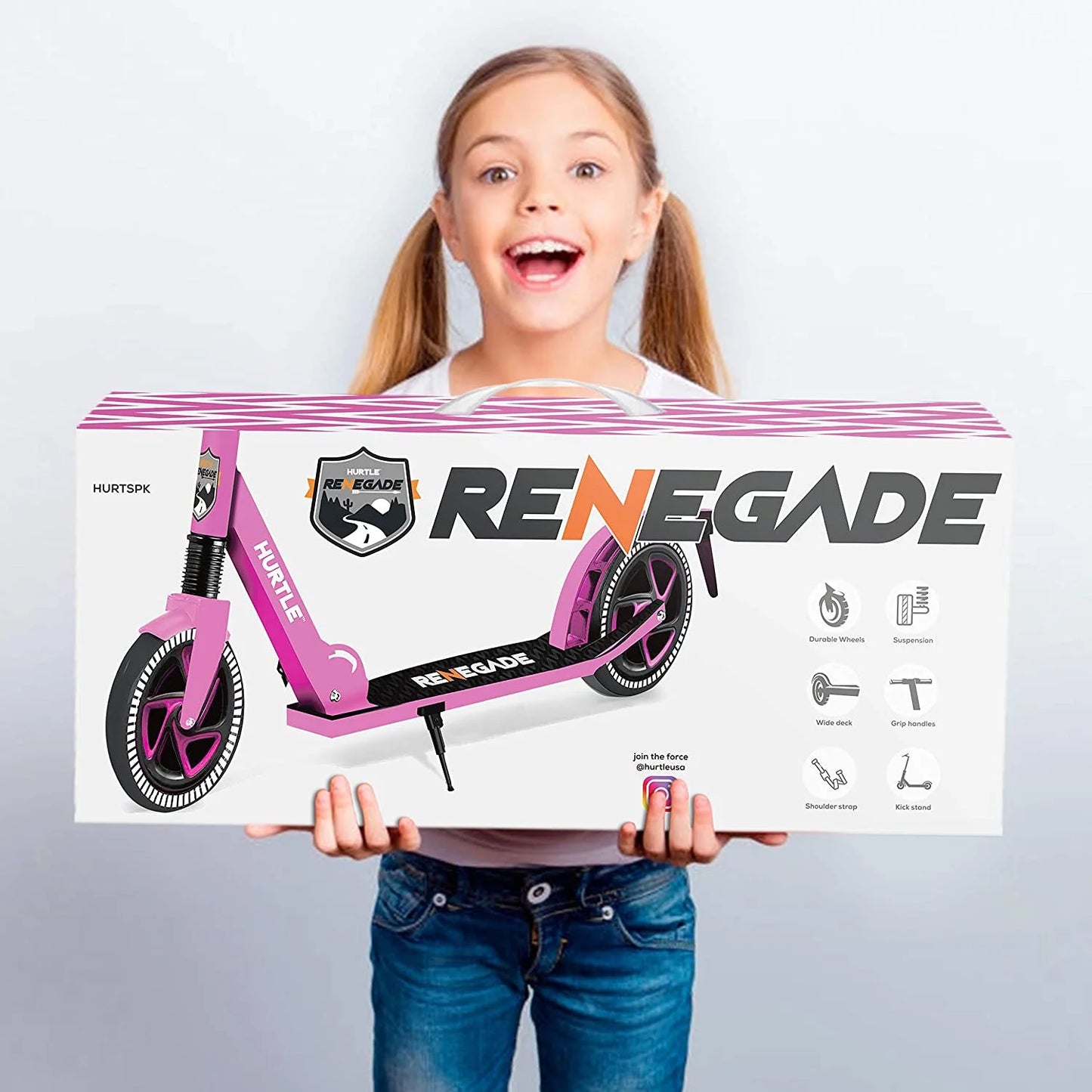 Renegade Lightweight Foldable Teen and Adult Commuter Kick Scooter, Pink