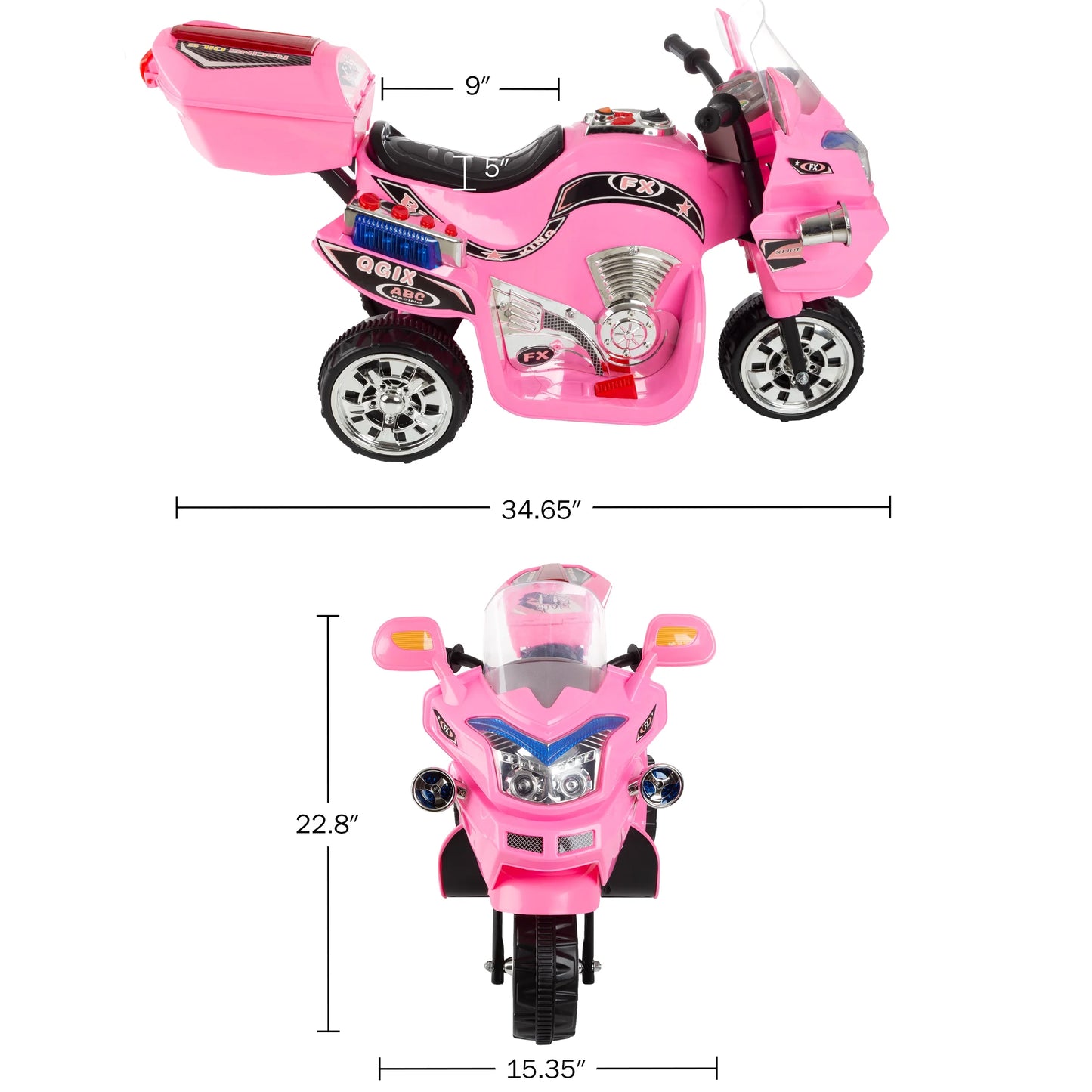 Lil’ Rider Electric Motorcycle for Kids - 3-Wheel Battery-Powered Toy Motorcycle for Kids Ages 3 to 6, (Pink)