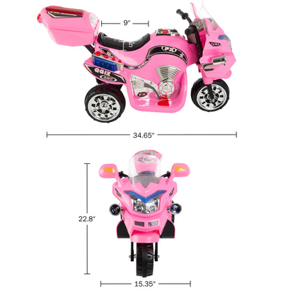 Lil’ Rider Electric Motorcycle for Kids - 3-Wheel Battery-Powered Toy Motorcycle for Kids Ages 3 to 6, (Pink)