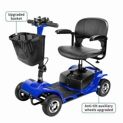 Upgrade 4 Wheels Mobility Scooter for Seniors, Foldable Electric Powered Mobility Wheelchair for Adult, 350Lbs, Blue