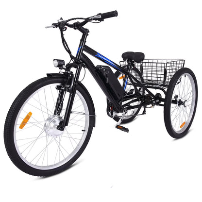 Electric Unisex Adult Tricycles, Steel, Black and Blue, 88.23 Lb