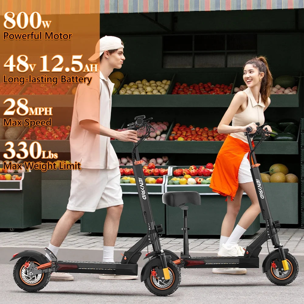Electric Scooter for Adults with Seat, 800W 12.5Ah Adult Electric Commute Scooter, 3 Speeds Kids Electric Skateboard E-Scooter Bikes, up to 28Mph & 32Miles Range
