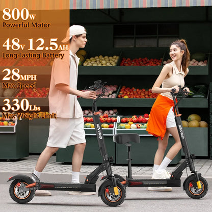 Electric Scooter for Adults with Seat, 800W 12.5Ah Adult Electric Commute Scooter, 3 Speeds Kids Electric Skateboard E-Scooter Bikes, up to 28Mph & 32Miles Range