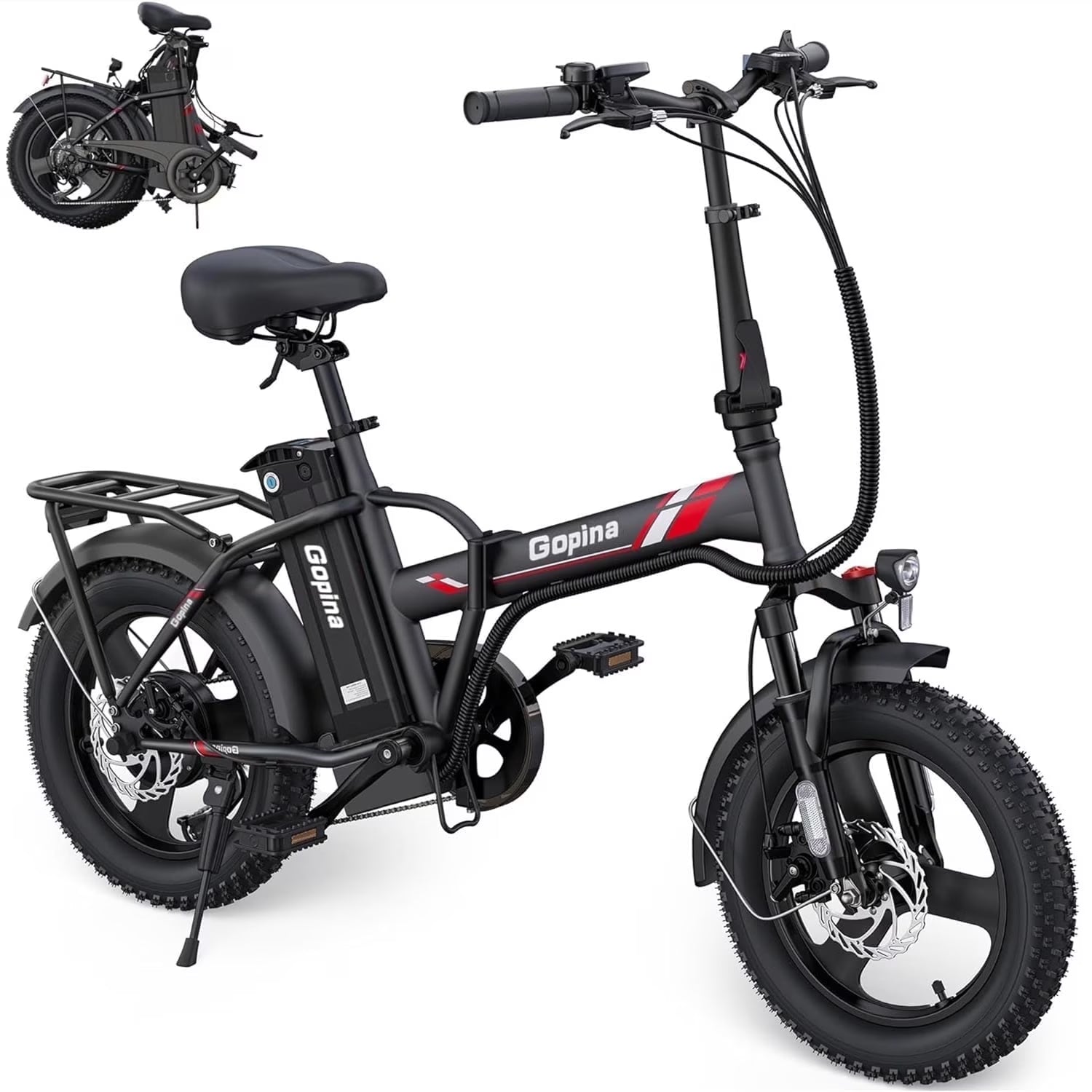 Electric Bike 16" X 3.0 Fat Tire Electric Bike 48V 350W Adult Folding Electric Bike 19.8MPH Urban Commuter Electric Bike with Smart LCD Display