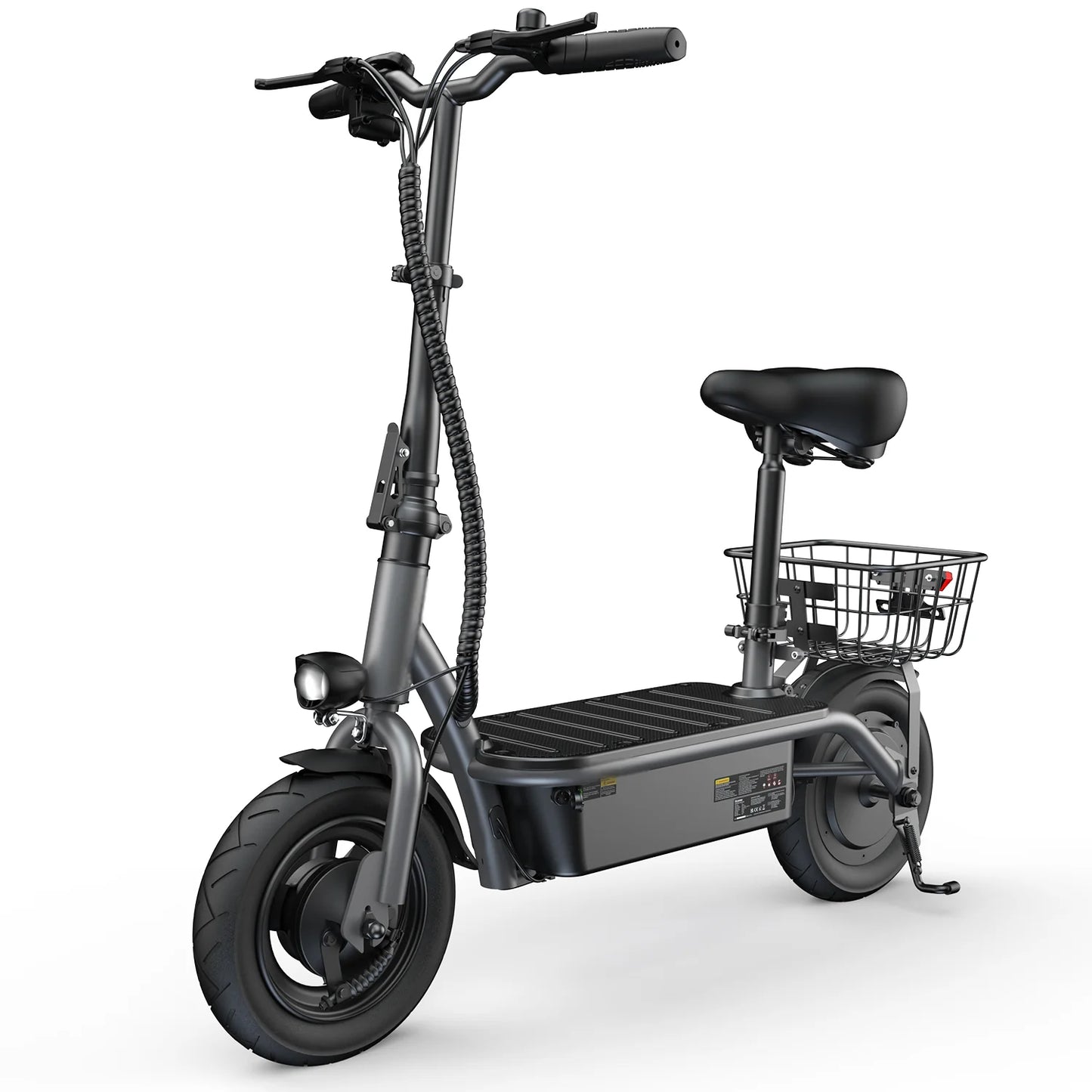 10" Tires Electric Scooter,500W Foldable Electric Scooter for Adult with Seat and Basket, up To18 Miles Range, Top Speed 19 MPH