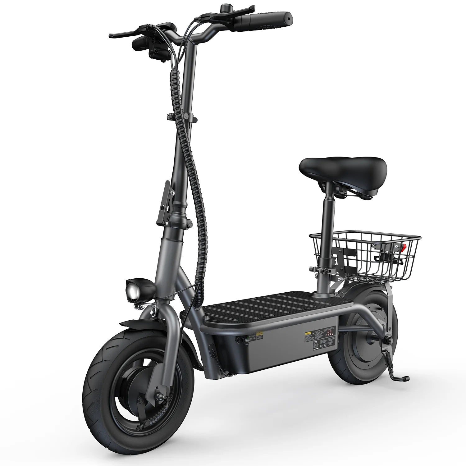 10" Tires Electric Scooter,500W Foldable Electric Scooter for Adult with Seat and Basket, up To18 Miles Range, Top Speed 19 MPH