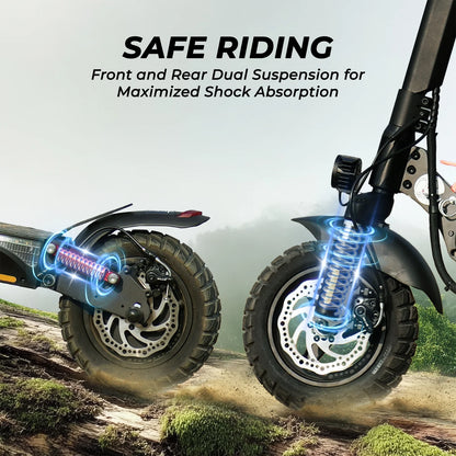 800W Electric Scooter, up to 25 Mph,25Miles Range, Dual Brake, Folding Scooter for Adults, off Road Electric Scooter