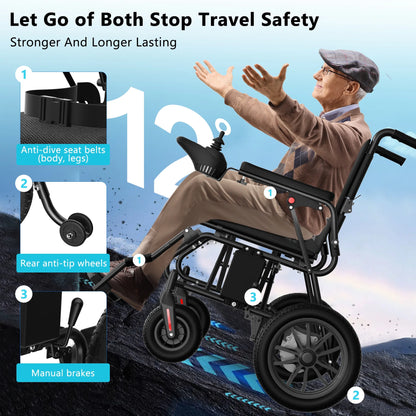 Electric Wheelchair, 20+ Miles Long-Range (350LBS) Lightweight Portable Electric Wheelchair for Adults, Smart Motorized Mobility Scooter with 360° Joystick, 8-Yeas Warranty