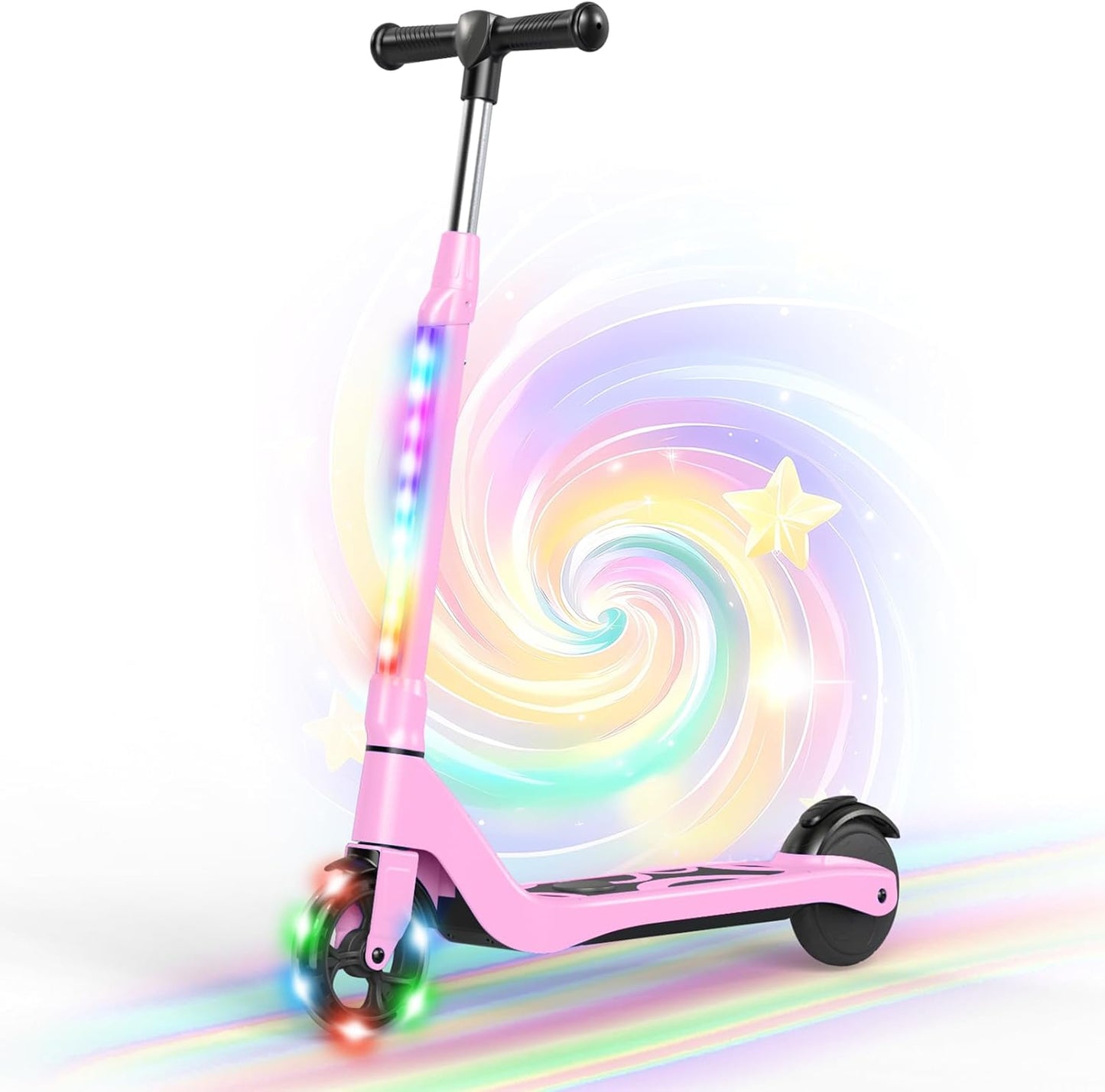 SISIGAD Electric Scooter for Kids Ages 6-12, LED Light-Up Deck, Kids Scooters with 3 Adjustment Levels Handlebar to 36 Inches High,5.3" Wheel UL Certificated Kick Scooter